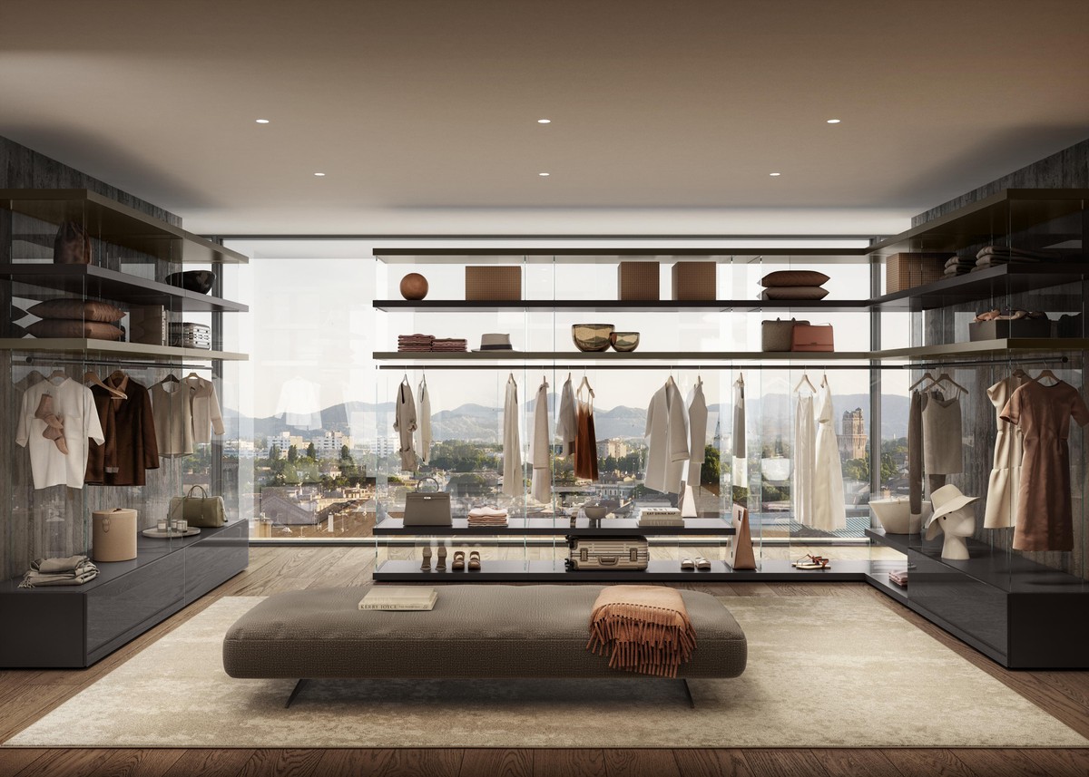 vestidor abierto con soportes en cristal | Vestidor Armadio Air | LAGO