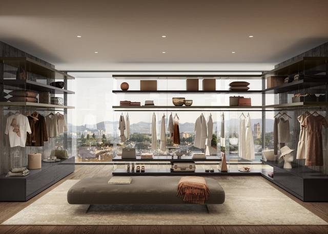 open walk-in wardrobe with glass supports | Air Walk-In-Closet | LAGO open walk-in wardrobe with glass supports | Air Walk-In-Closet | LAGO