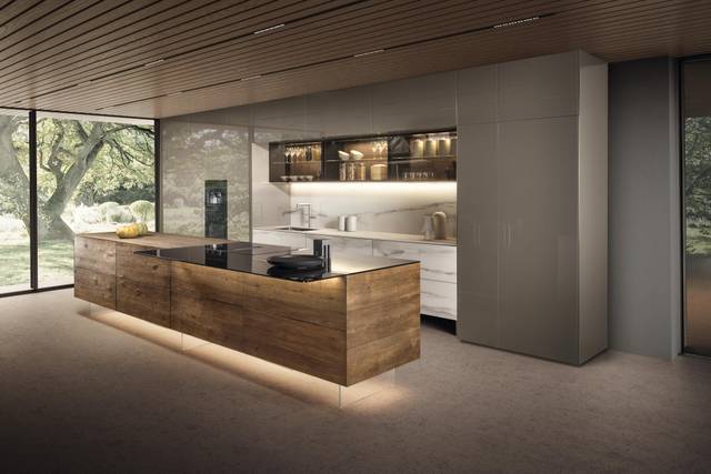 gran cocina con isla suspendida en madera y cristal | Cocina 36e8 | LAGO gran cocina con isla suspendida en madera y cristal | Cocina 36e8 | LAGO