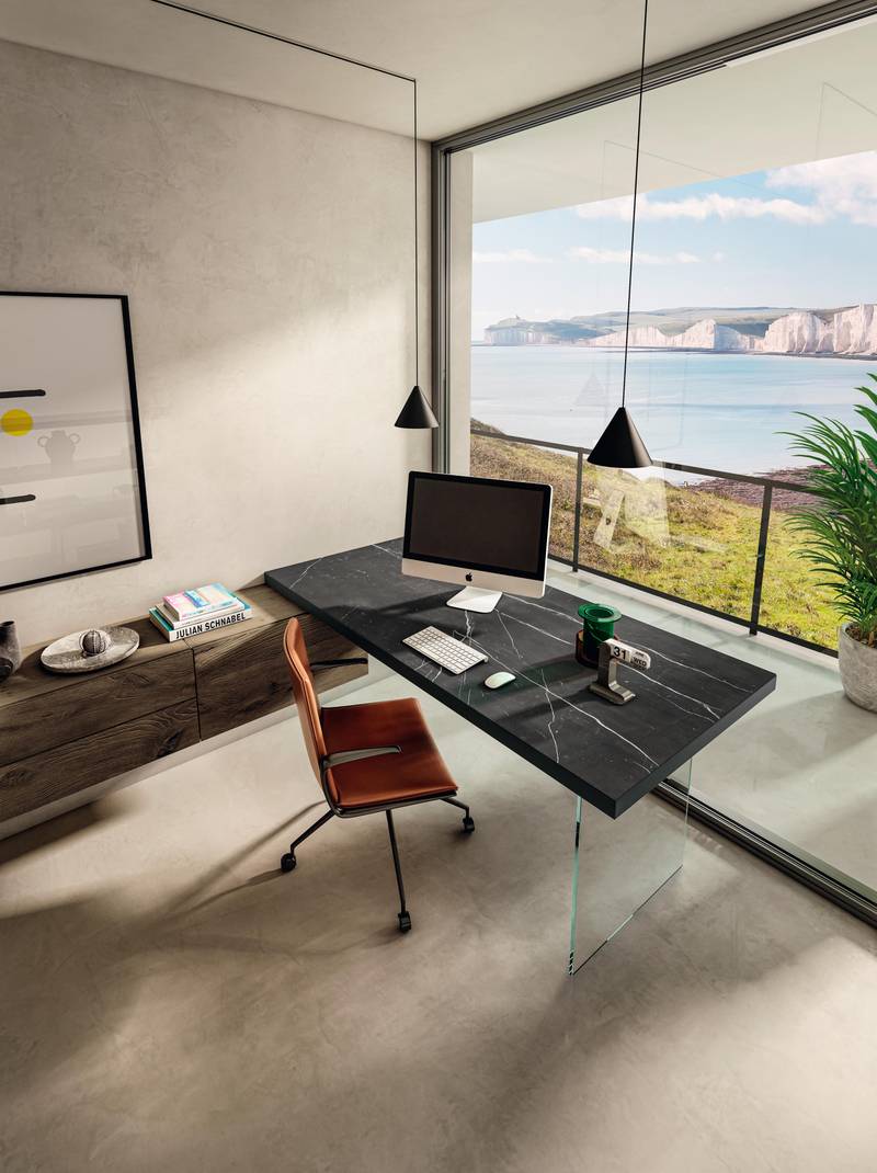 modern wall-mounted desk in xglass for home office | Home Office | LAGO