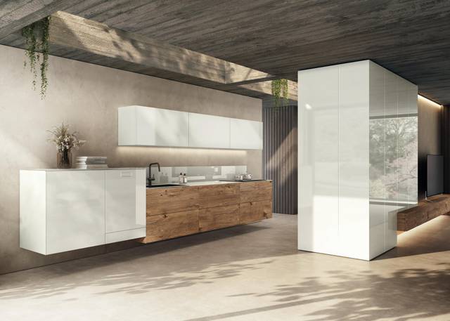 Suspended linear kitchen with pantry | 36e8 Kitchen| LAGO