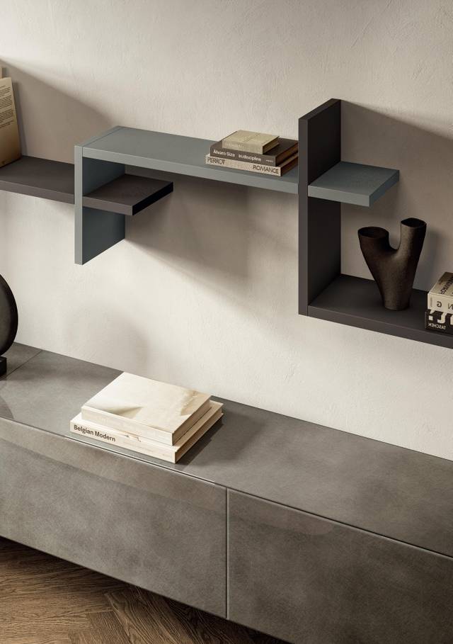 wall system with lacquered shelves | LagoLinea Wall Unit | LAGO