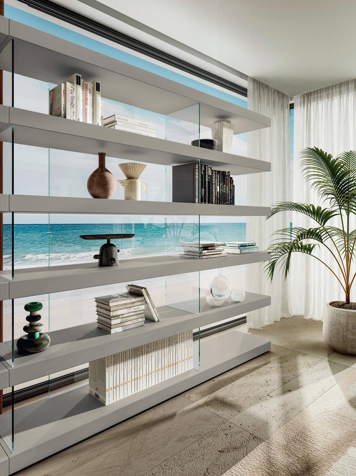 grey floating bookcase | Air Bookshelf | LAGO