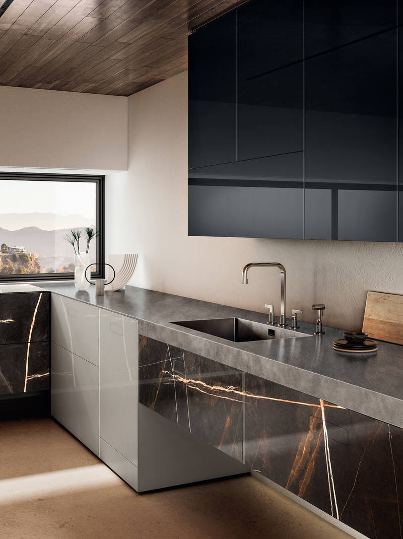 cucina in marmo marrone  | Cucina 36e8 Marble XGlass| LAGO
