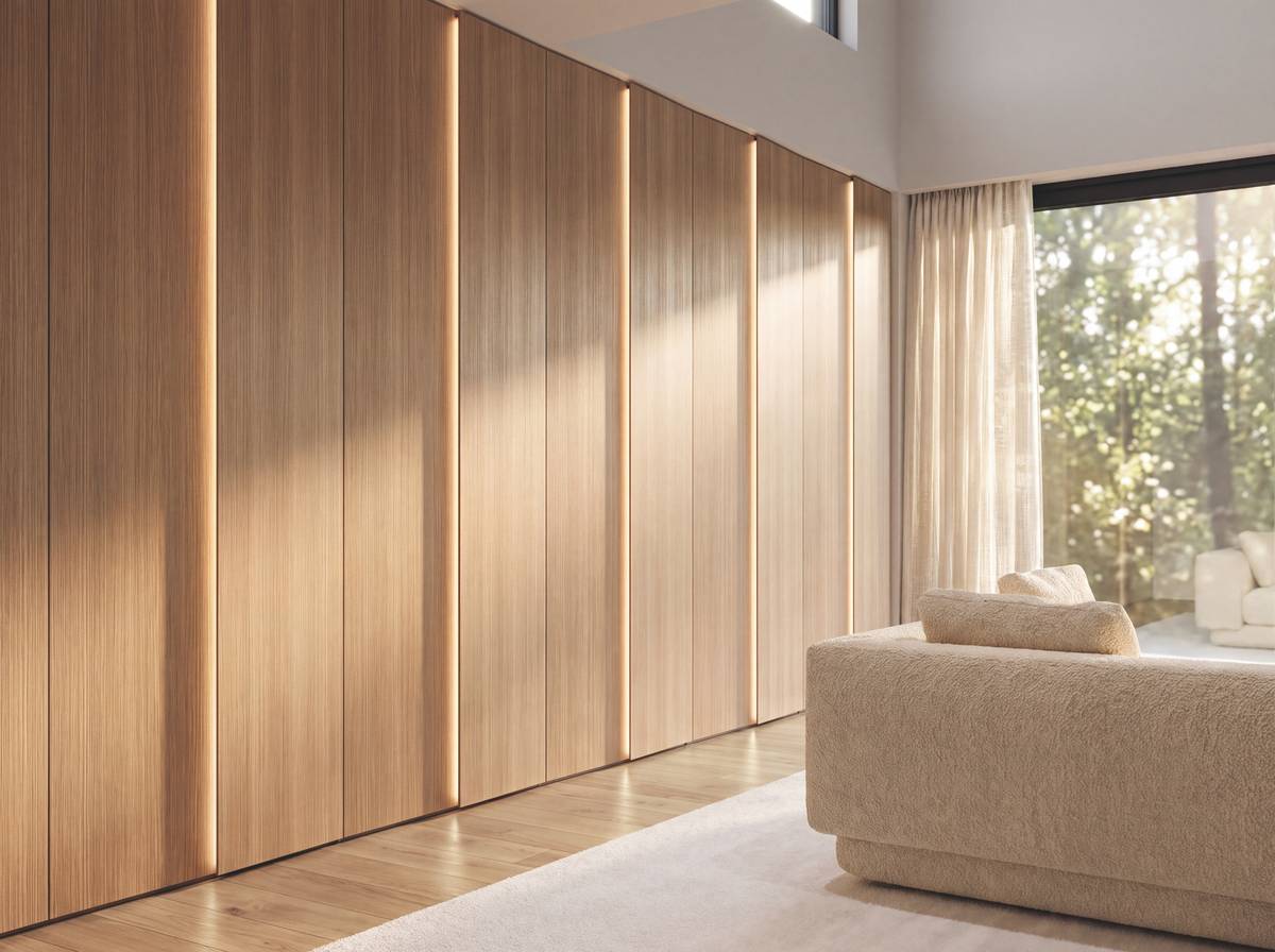 armoire en bois clair avec éclairage | Armoire Aura | LAGO