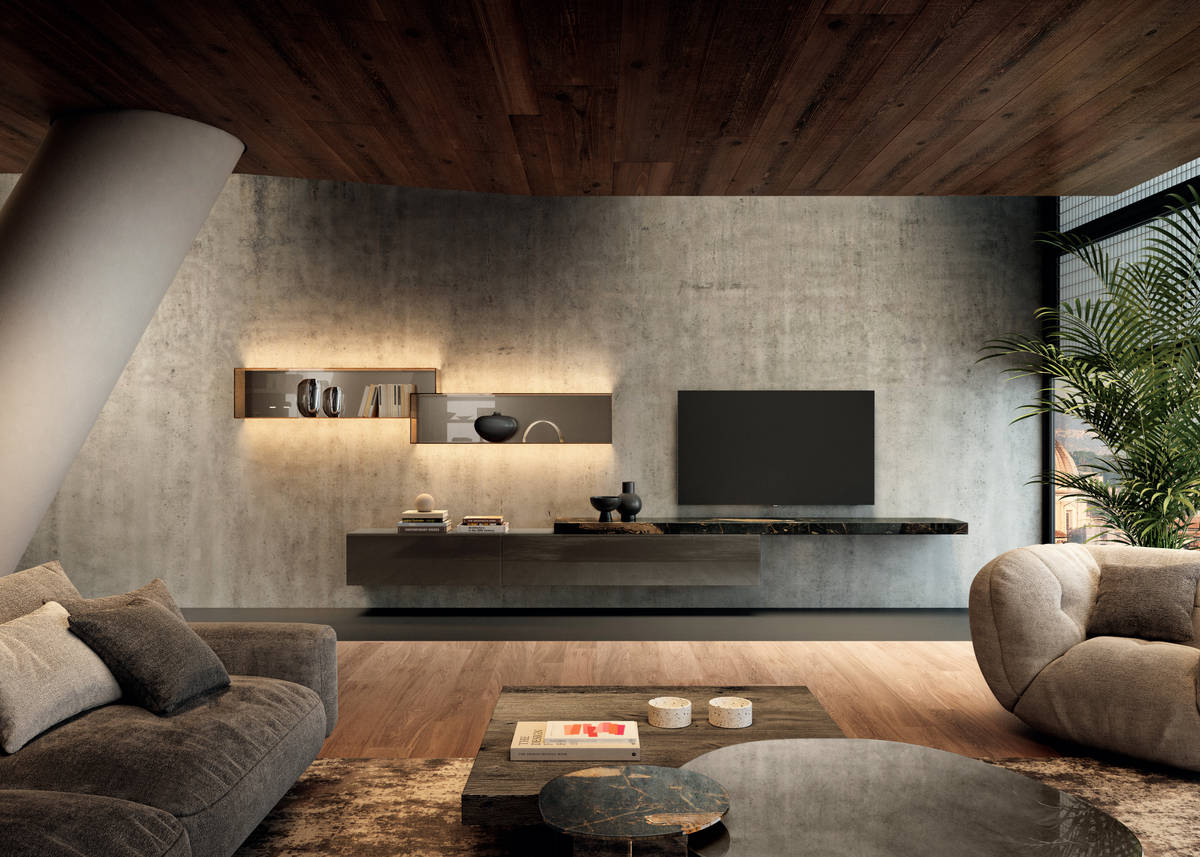 modern equipped wall with lighting | 36e8 Wall Unit | LAGO modern equipped wall with lighting | 36e8 Wall Unit | LAGO