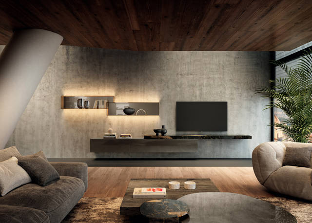 modern equipped wall with lighting | 36e8 Wall Unit | LAGO modern equipped wall with lighting | 36e8 Wall Unit | LAGO