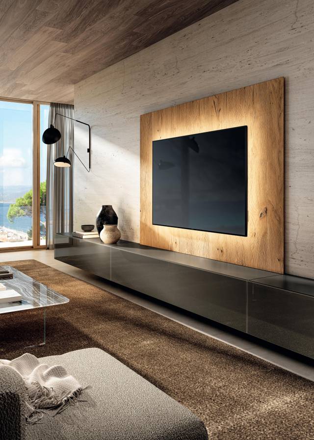 parete attrezzata moderna con pannello in legno | Parete Attrezzata 36e8 | LAGO