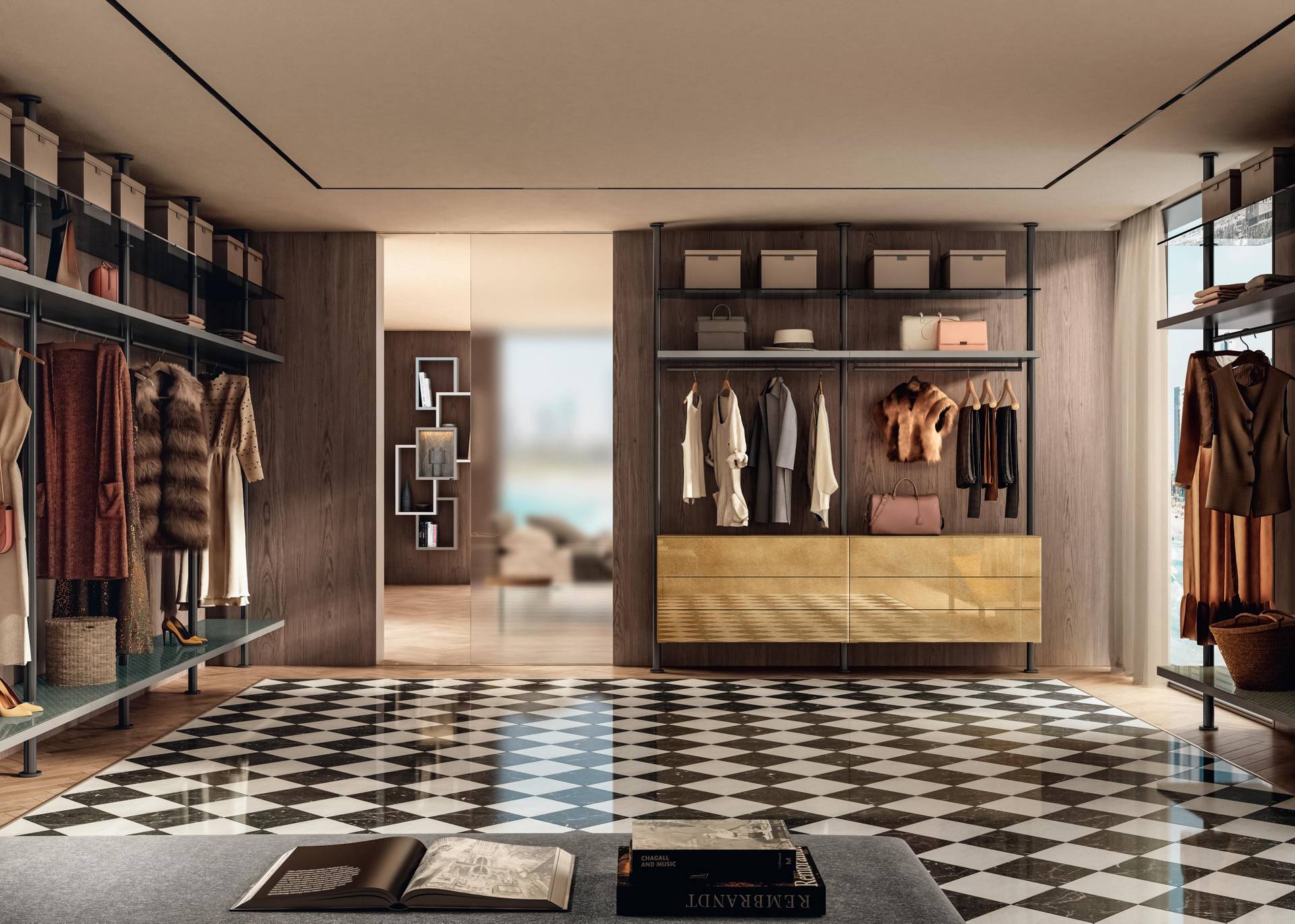 Open wardrobe with drawer | Vista Walk-In-Closet | LAGO