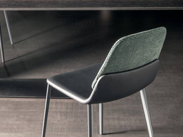 elegant leather and fabric chair | Ermes Chair | LAGO