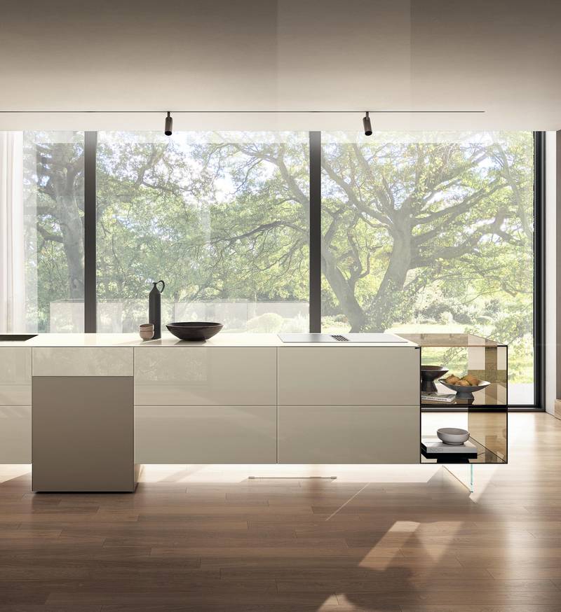 cocina con isla de cristal blanco | Cocina 36e8 | LAGO cocina con isla de cristal blanco | Cocina 36e8 | LAGO