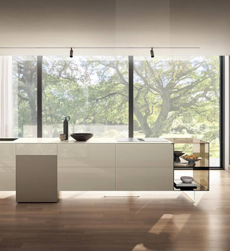 cucina con isola bianca in vetro | Cucina 36e8 | LAGO cucina con isola bianca in vetro | Cucina 36e8 | LAGO