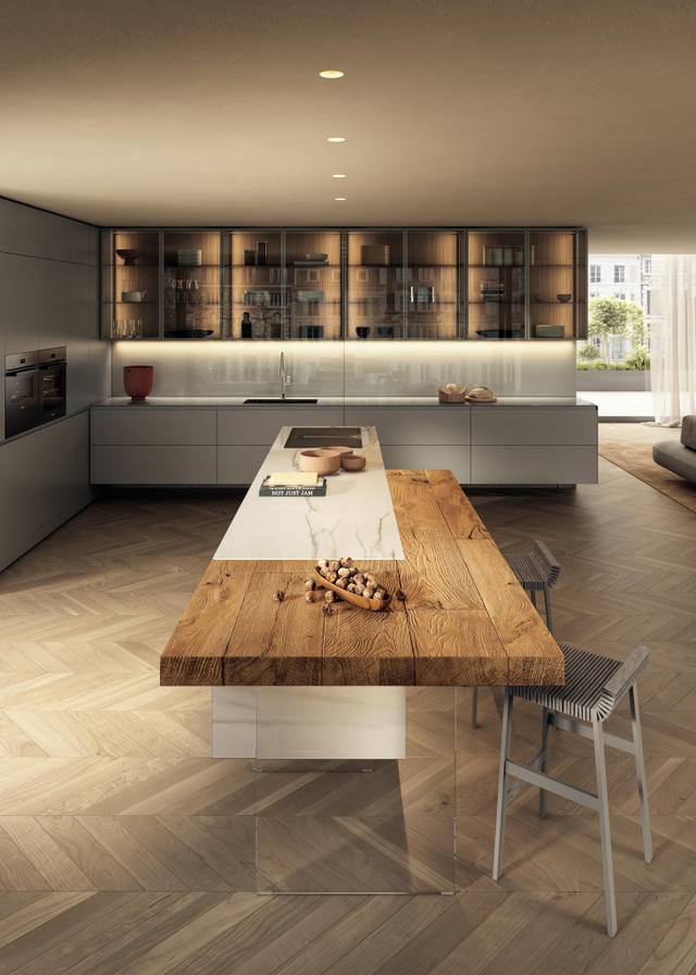 cucina angolare con isola e piano snack | Cucina 36e8 | LAGO cucina angolare con isola e piano snack | Cucina 36e8 | LAGO