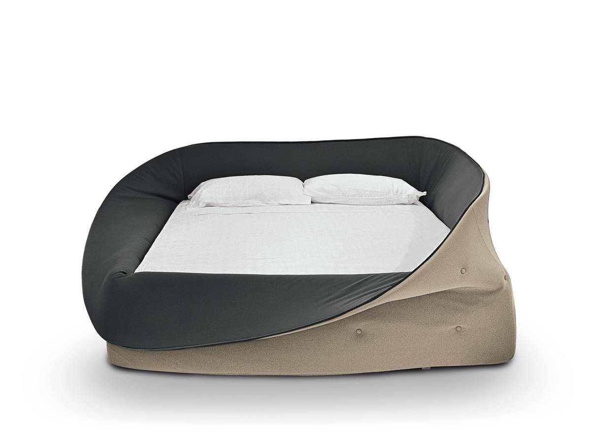 designer bed in stretch fabric | Colletto Bed | LAGO