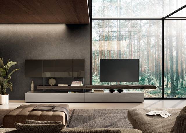freestanding glass living room wall unit | Air Wall Unit | LAGO