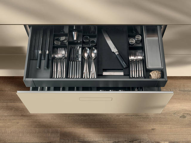 patented opening wall units with drawers | 36e8 Kitchen |LAGO 