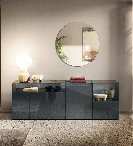 grey glass sideboard with doors | 36e8 Glass Sideboard | LAGO