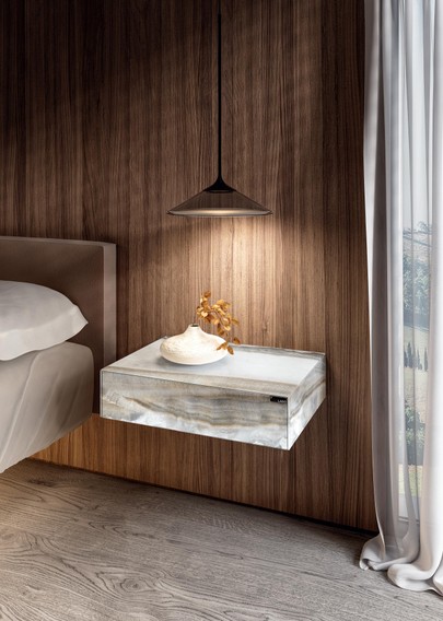 comodino camera da letto sospeso a muro | Comodino Materia | LAGO