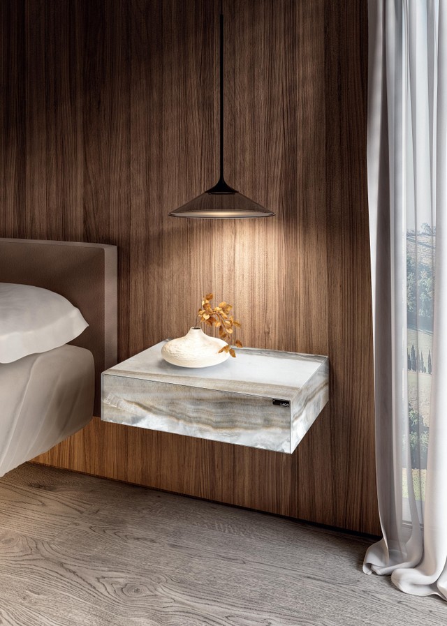 comodino camera da letto sospeso a muro | Comodino Materia | LAGO