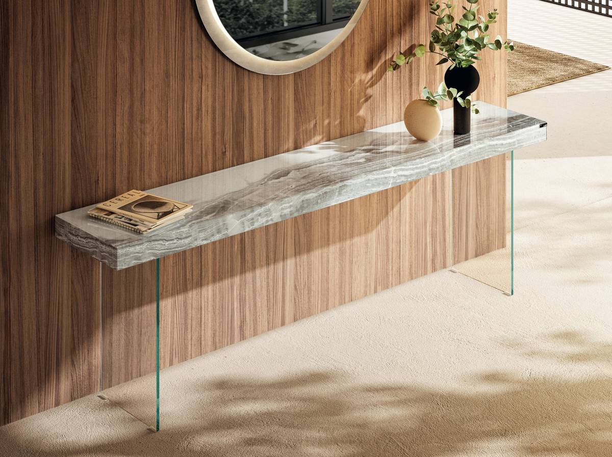 wall-hung entrance console table with mirror | Air Console | LAGO