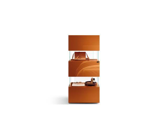 cassettiera verticale in vetro arancione | Comò Air | LAGO