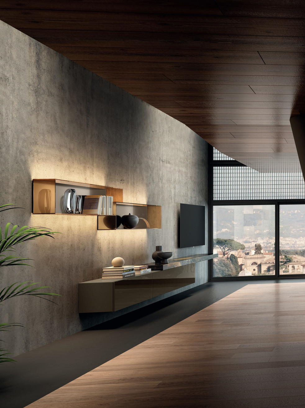 modern equipped wall illuminated display cases | 36e8 Wall Unit | LAGO