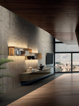 parete attrezzata moderna teche illuminate | Parete Attrezzata 36e8 | LAGO
