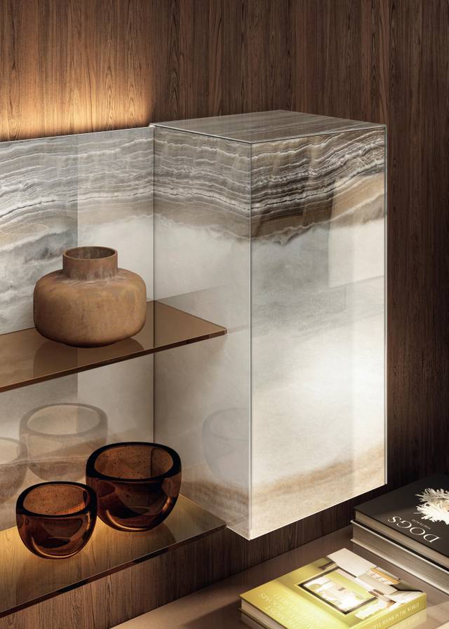 wall unit with glass storage | Materia Wall Unit | LAGO 