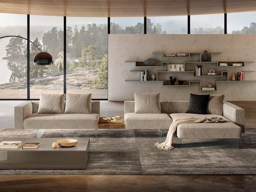 sofá de tela ligera con chaise longue | Sofá Air | LAGO
