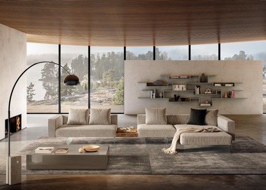 sofá de tela ligera con chaise longue | Sofá Air | LAGO