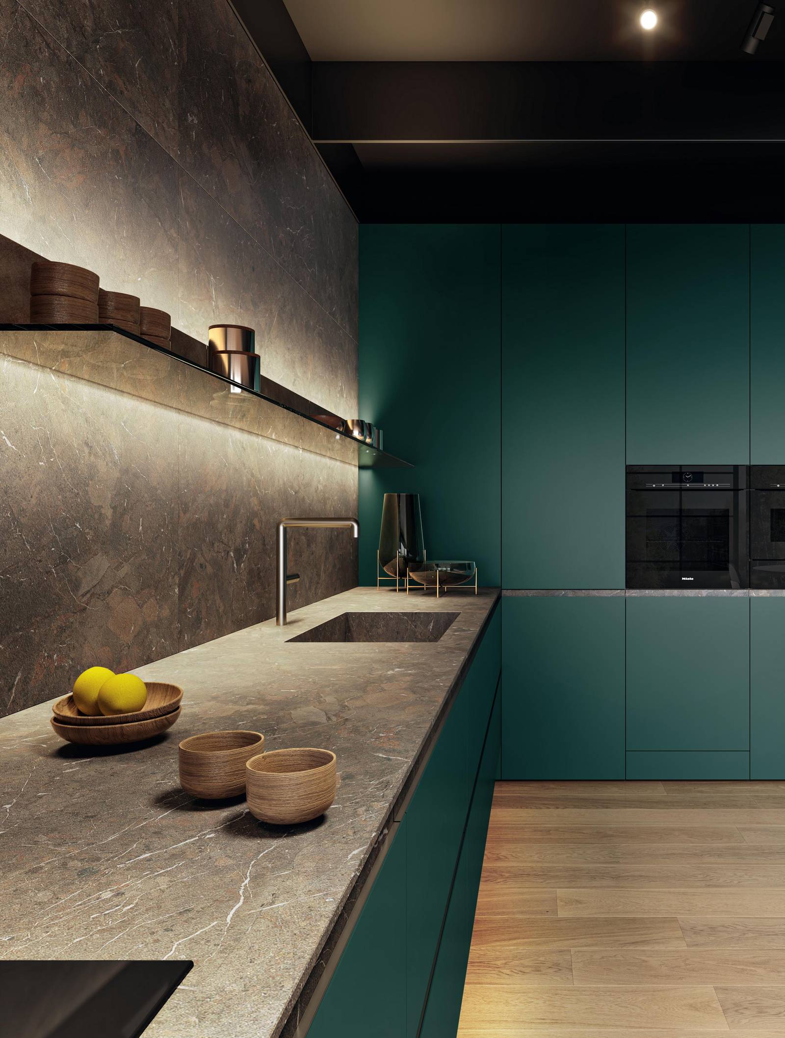 Suspended corner kitchen with pantry | 36e8 Cut Kitchen| LAGO Suspended corner kitchen with pantry | 36e8 Cut Kitchen| LAGO