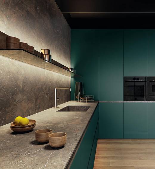 Cuisine d'angle suspendue avec garde-manger | Cuisine 36e8 Cut | LAGO Cuisine d'angle suspendue avec garde-manger | Cuisine 36e8 Cut | LAGO