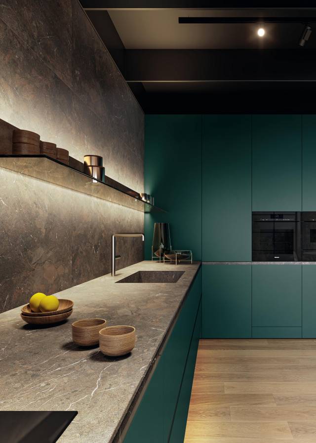 Suspended corner kitchen with pantry | 36e8 Cut Kitchen| LAGO