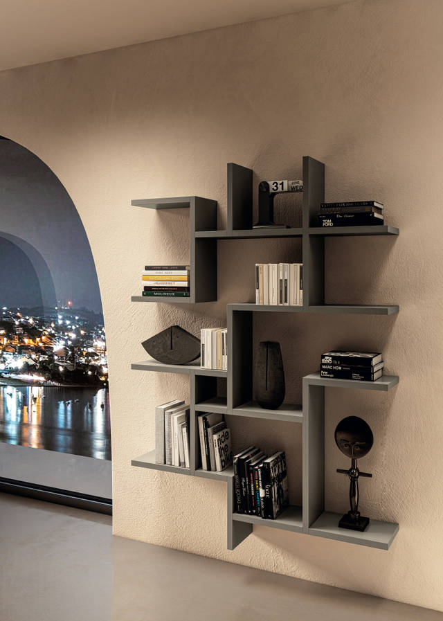wall bookcase for modern living room | LagoLine Bookshelf | LAGO