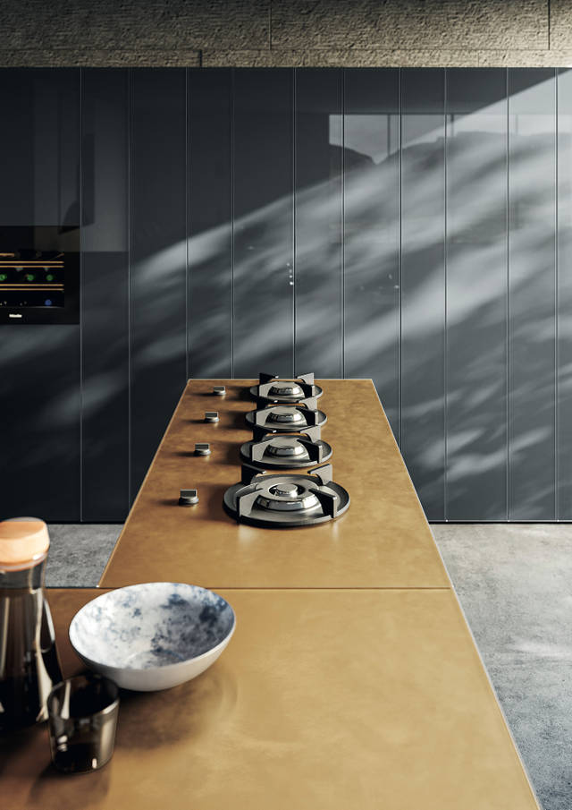 piano in metallo xglass cucina su misura | Cucina 36e8 Metal XGlass | LAGO