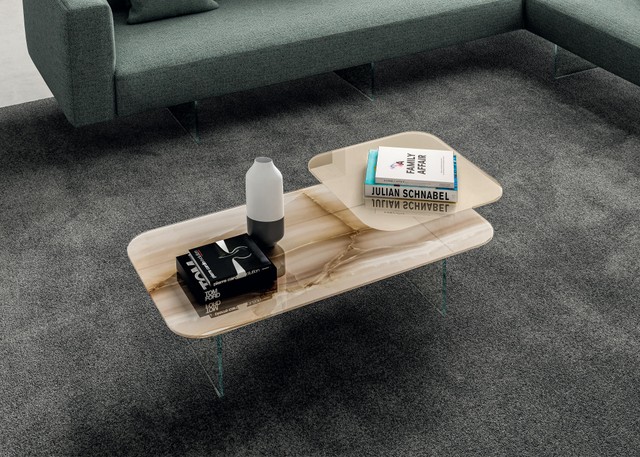 beige marble and glass living room occasional table