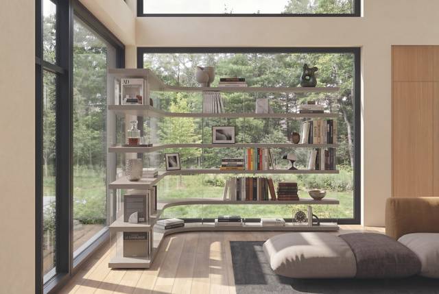 bibliothèque courbe blanche et verre | Bibliothèque Air Roundy | LAGO bibliothèque courbe blanche et verre | Bibliothèque Air Roundy | LAGO