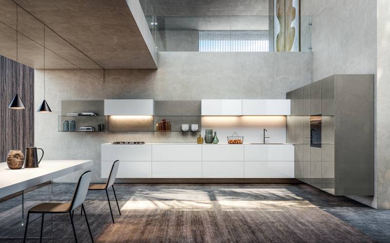 bianco glass modular kitchen | 36e8 Kitchen | LAGO