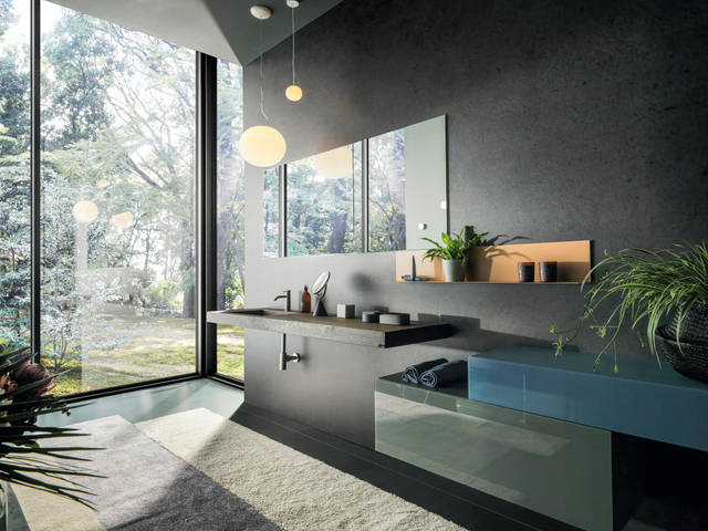 lavabo en madera con muebles almacenadores para baño | Lavabo Depth | LAGO