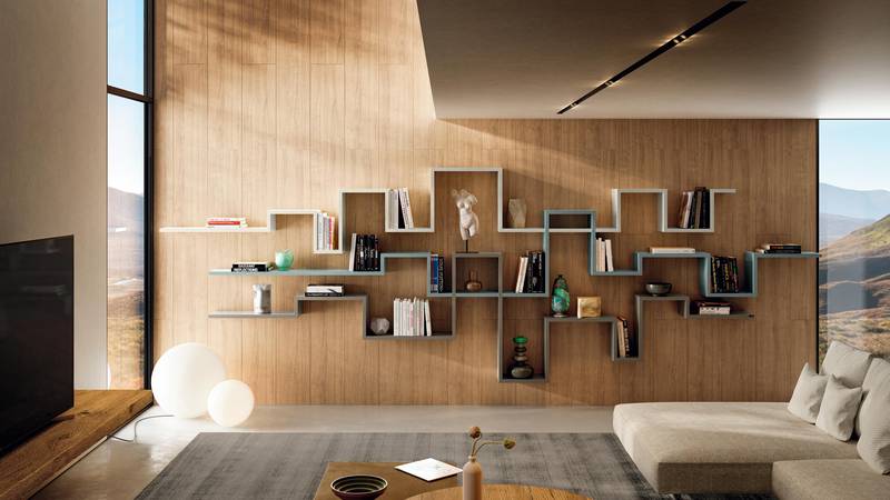 wall-mounted bookcase | Lagolinea Shelving | LAGO