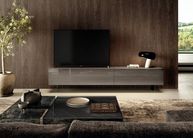 mobile soggiorno per tv in vetro marrone | Mobile Tv 36e8 | LAGO