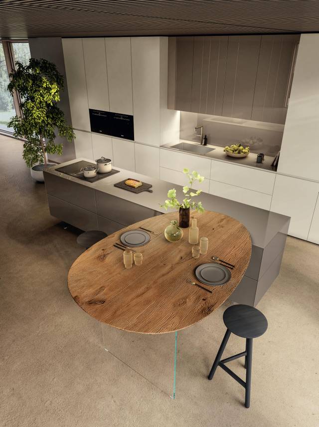 cucina marrone con piano snack in legno | Cucina N.O.W. | LAGO cucina marrone con piano snack in legno | Cucina N.O.W. | LAGO