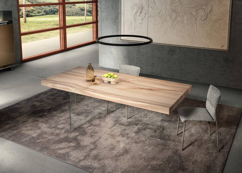 table suspendue en marbre et verre | Table Air | LAGO