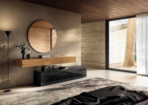 commode de chambre en verre et bois noir | Commode Air | LAGO