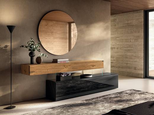 black glass and wood bedroom dresser | Air Dresser | LAGO 