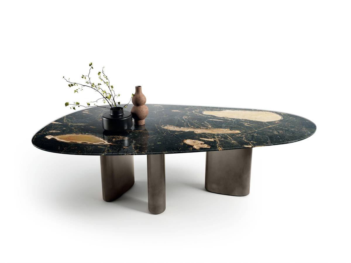 table de salle à manger en marbre noir et or xglass | Table Hoa | LAGO