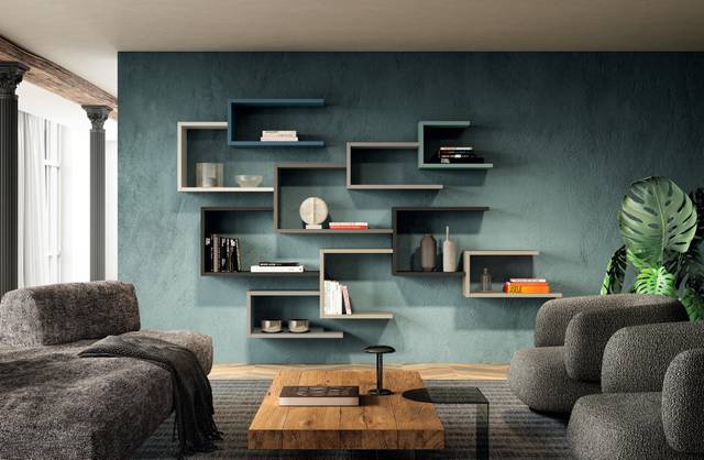 large wall-mounted bookcase | LagoLinea Bookshelf | LAGO