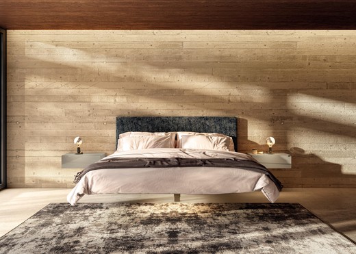 letto sospeso con testiera morbida in tessuto | Letto Fluttua | LAGO