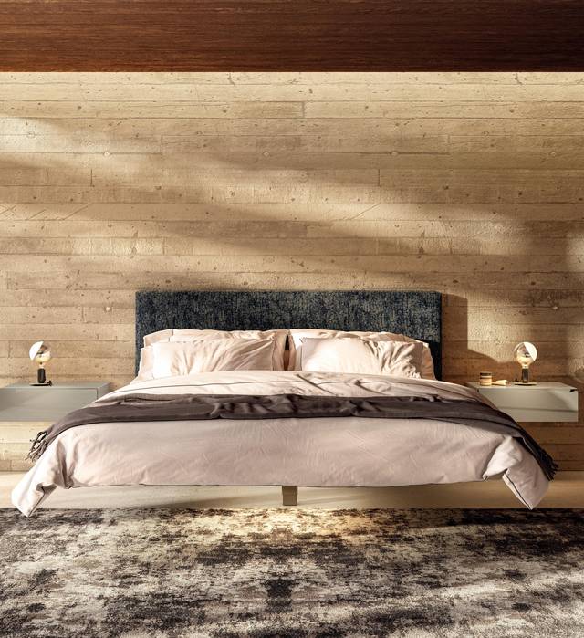 letto sospeso con testiera morbida in tessuto | Letto Fluttua | LAGO letto sospeso con testiera morbida in tessuto | Letto Fluttua | LAGO