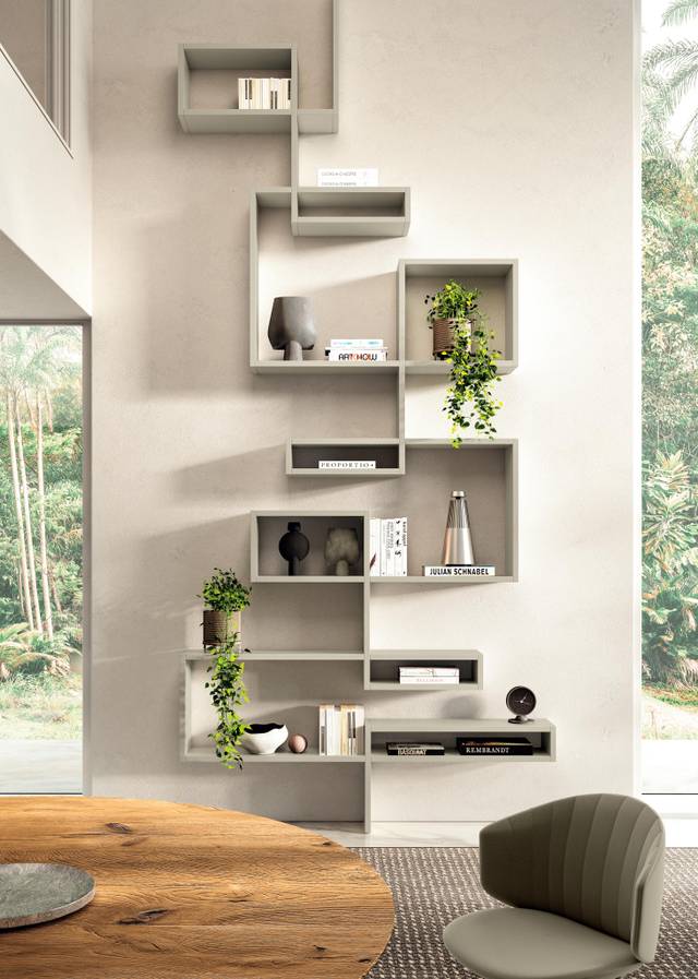 vertical wall-mounted bookcase | LagoLinea Bookshelf | LAGO